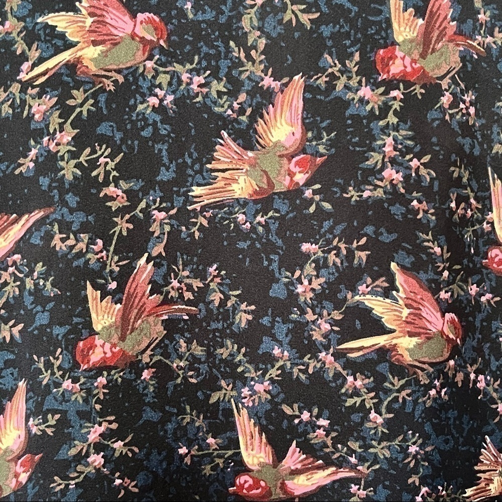 Anthropologie Tiny Floral Navy Bird Crop Top - Picture 10 of 12